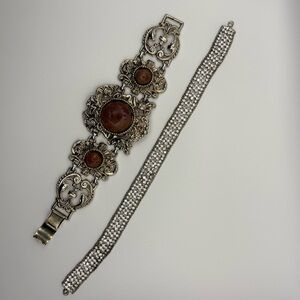 Elegant Silver and Brown Women's Bracelet Set